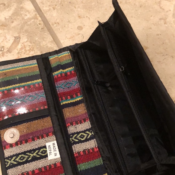 Vintage new artisan crafted Nepal bi-fold accordion compartment wallet clutch - Picture 3 of 5
